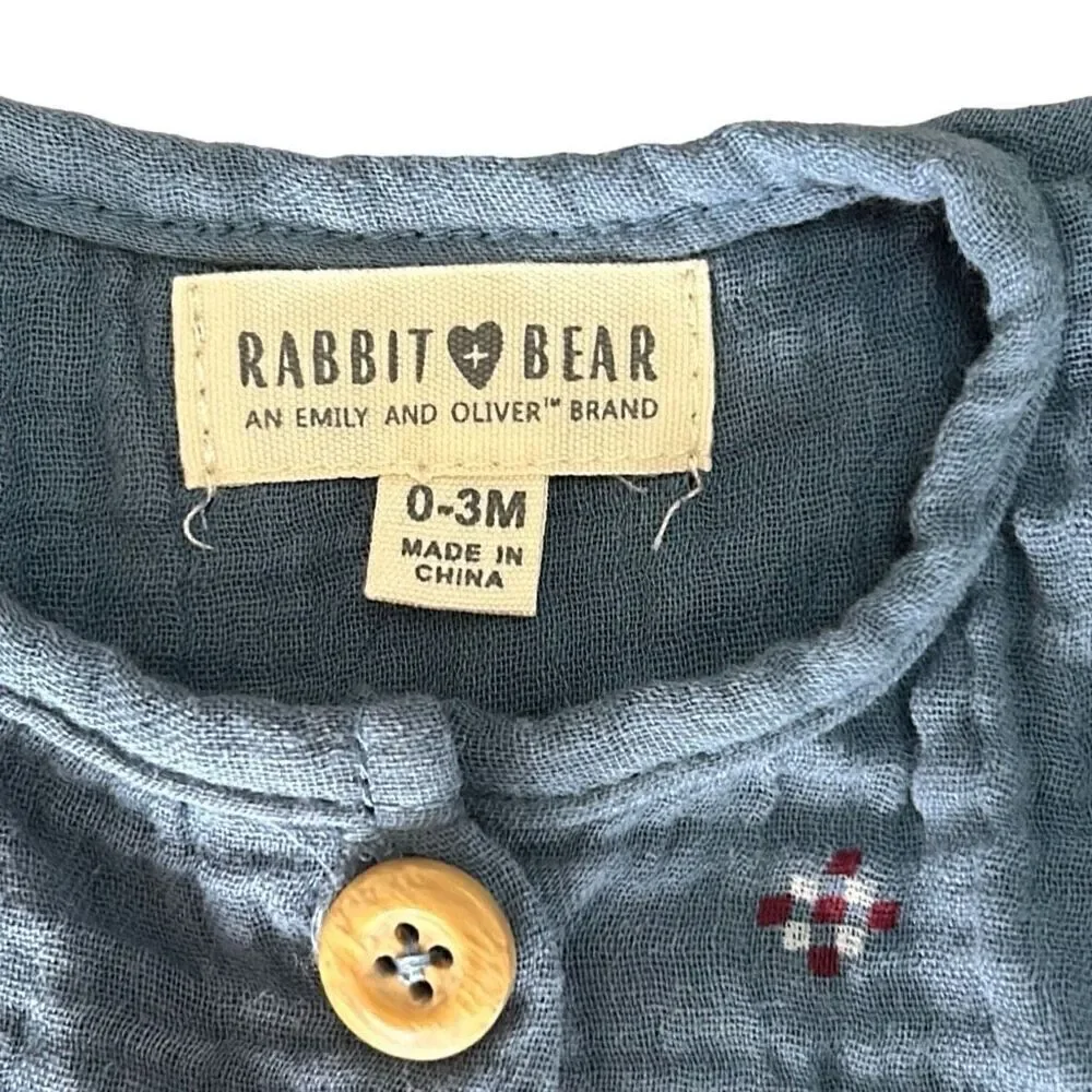 Rabbit + bear adorable one piece, girls outfits size 0 to 3 months